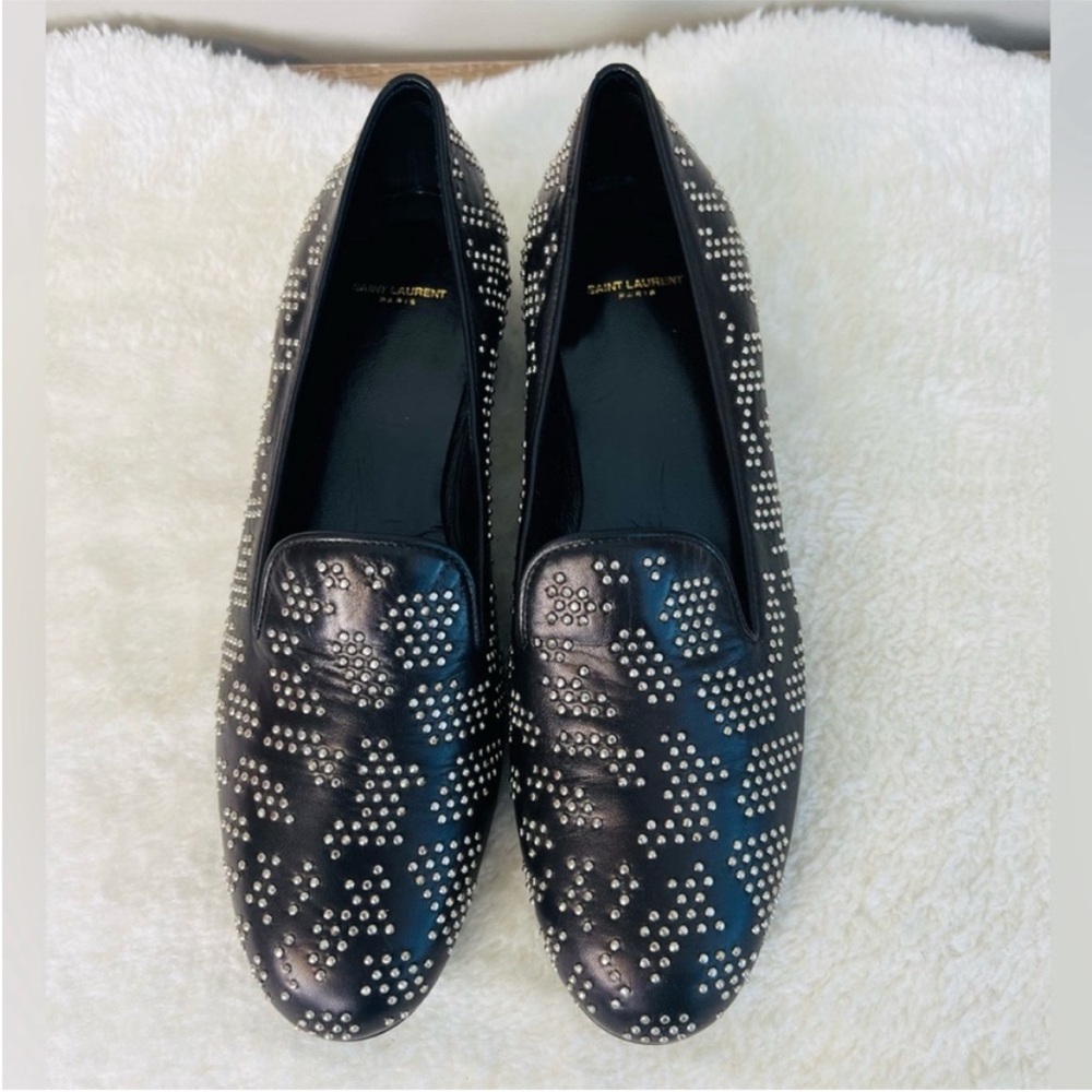 Saint Laurent Black Studded Loafers